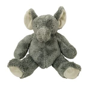 Silver One Intl Grey Elephant Plush Stuffed Animal Toy Sitting Embroidered Eyes